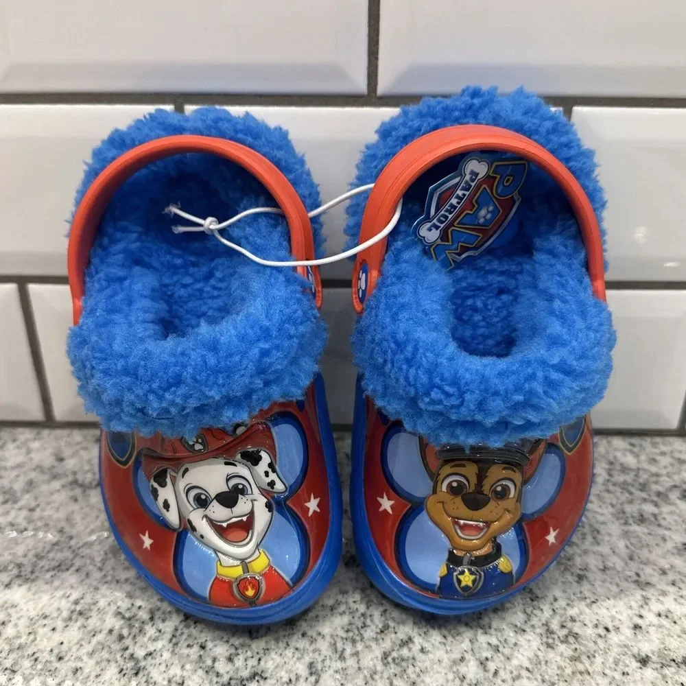 New Clogs Paw Patrol Patch Clog Red Blue US TODDLER C 5/6 Croc Slip‎ On Fleece